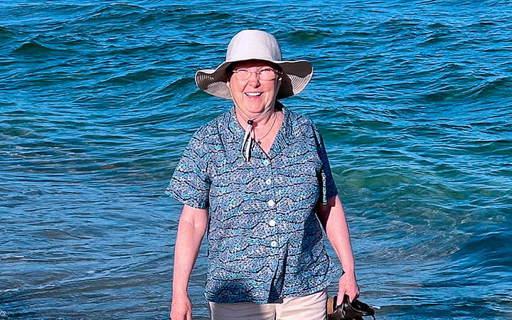Susan Welch enjoys a day at the beach