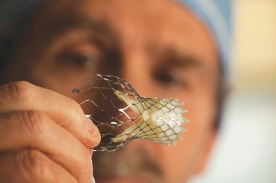 Physician holding TAVR device