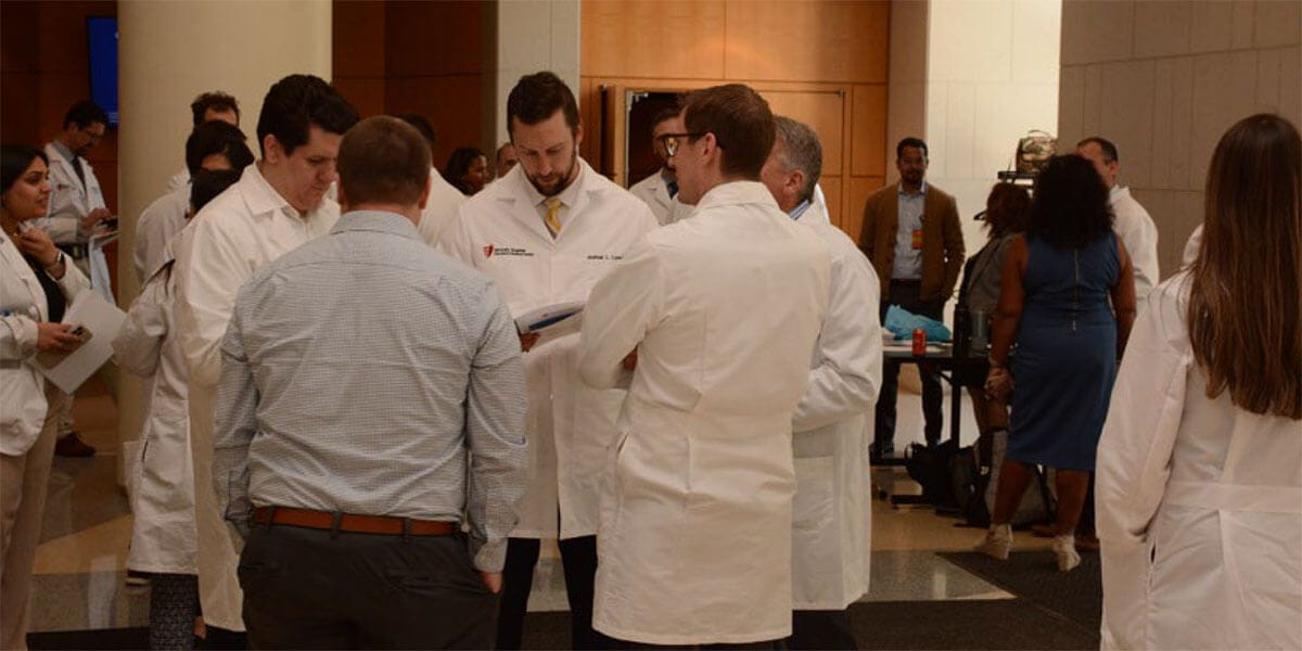 physicians gathering during research day