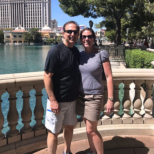 Mary and Lou outside the American Osteopathic Academy of Sports Medicine conference