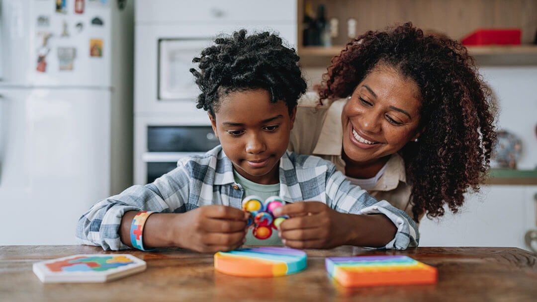 mother and child playing with puzzles